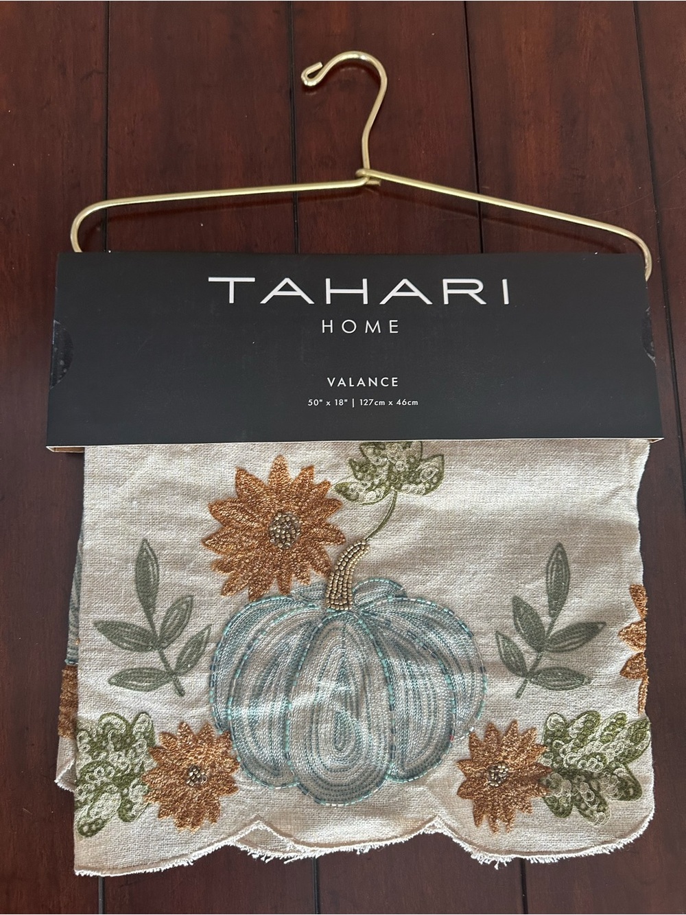 Tahari Home Beaded Valance Autumn Pumpkins Fall NTWS